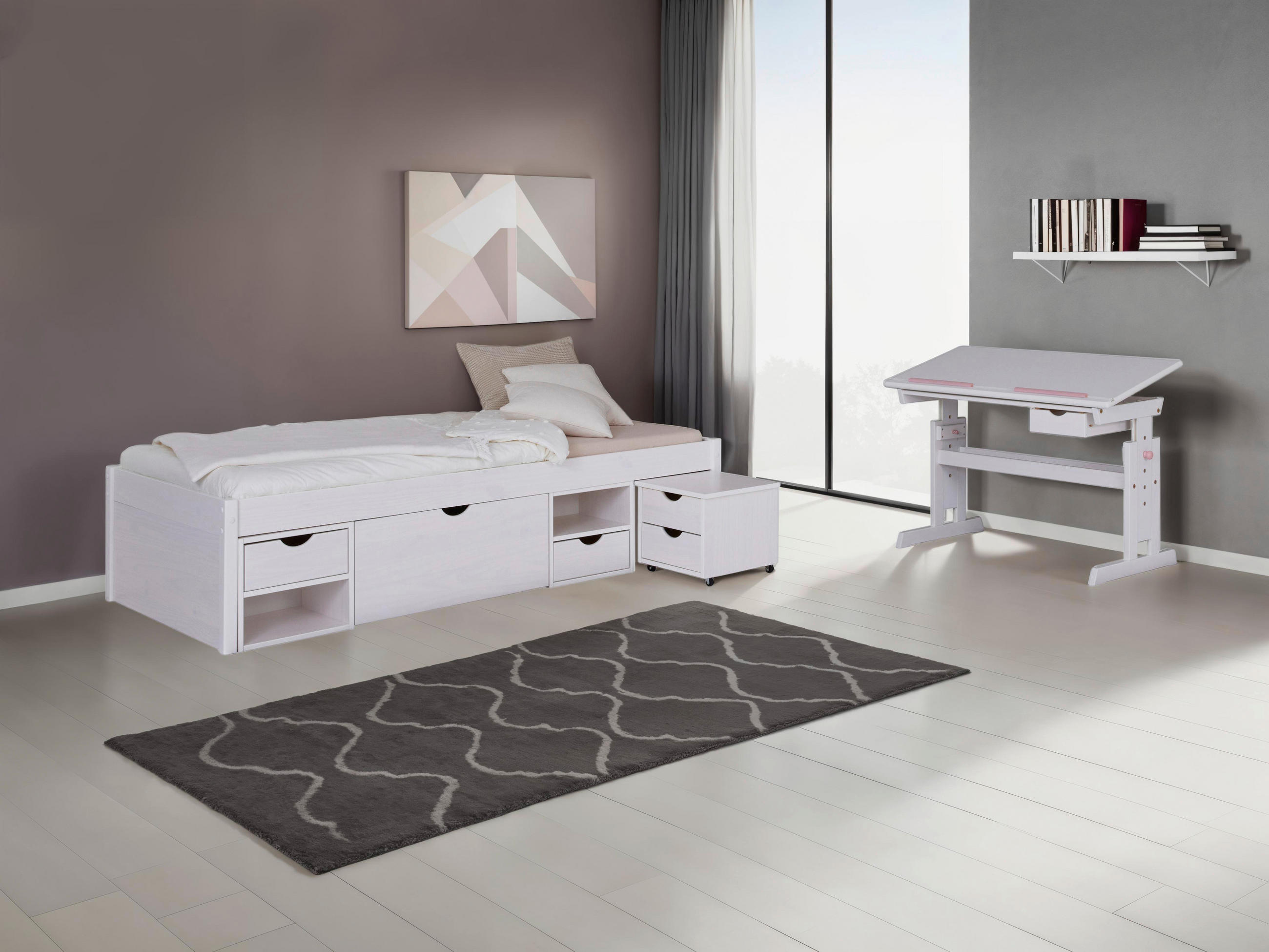 EINZELZIMMER Weiß  - Blau/Hellrosa, MODERN, Holz/Holzwerkstoff - MID.YOU