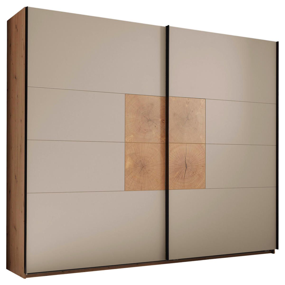 SCHWEBETÜRENSCHRANK  in Kaschmir, Eiche Artisan  - Kaschmir/Schwarz, KONVENTIONELL, Holzwerkstoff/Metall (270/225,5/63,7cm) - Xora