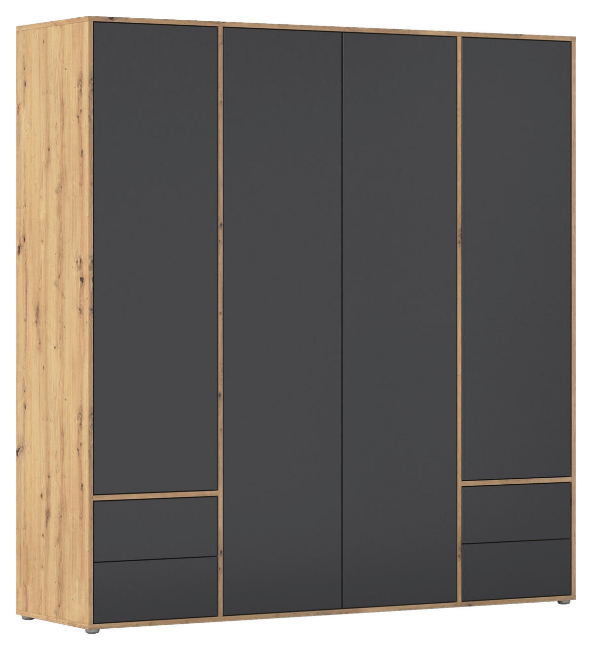 DREHTÜRENSCHRANK 187/194/53 cm,  in Grau, Eiche Artisan,  - Eiche Artisan/Grau, MODERN, Holzwerkstoff (187/194/53cm) - Rauch Möbel