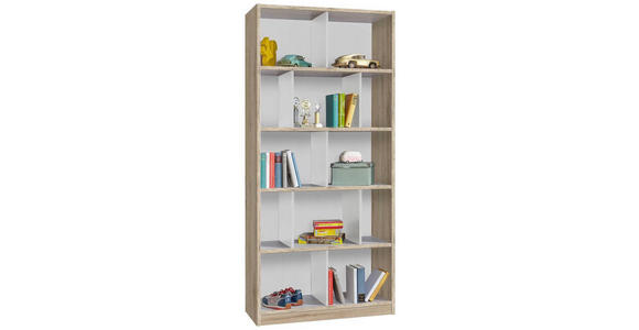 REGAL Weiß, Eiche San Remo - Weiß/Eiche San Remo, KONVENTIONELL, Holzwerkstoff (90/197/38cm) - Carryhome