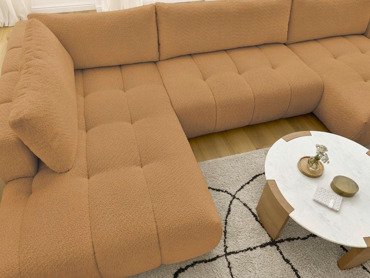 WOHNLANDSCHAFT  FUJI  Gelb Bouclé  - Gelb/Schwarz, MODERN, Kunststoff/Textil (204/377/160cm)