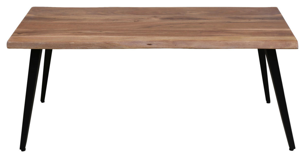 COUCHTISCH Akazie vollmassiv 110/60/45 cm rechteckig Schwarz, Akaziefarben  - Schwarz/Akaziefarben, MODERN, Holz/Metall (110/60/45cm) - MID.YOU