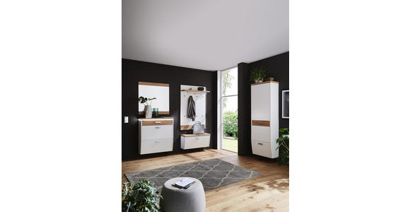 SCHUHSCHRANK Wildeiche furniert, massiv lackiert Weiß, Eichefarben - Eichefarben/Buchefarben, Design, Holz/Holzwerkstoff (92/96/31cm) - Dieter Knoll