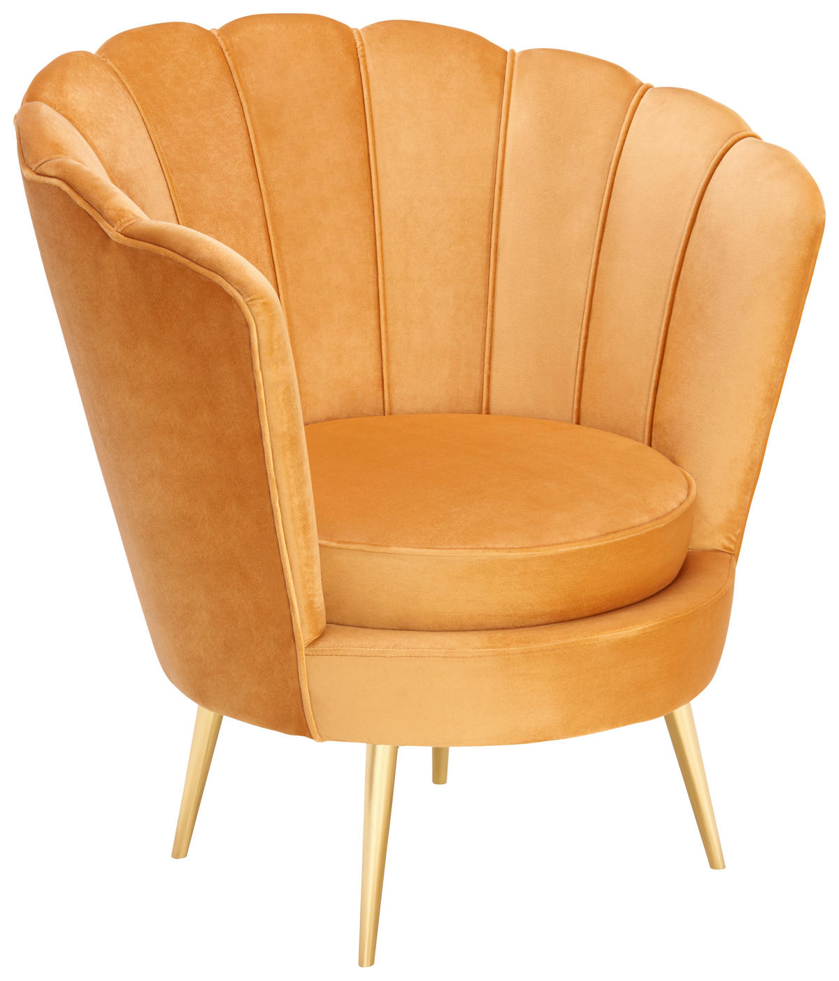 SESSEL in Samt Goldfarben, Currygelb  - Currygelb/Goldfarben, Trend, Textil/Metall (83/87/76cm) - Xora