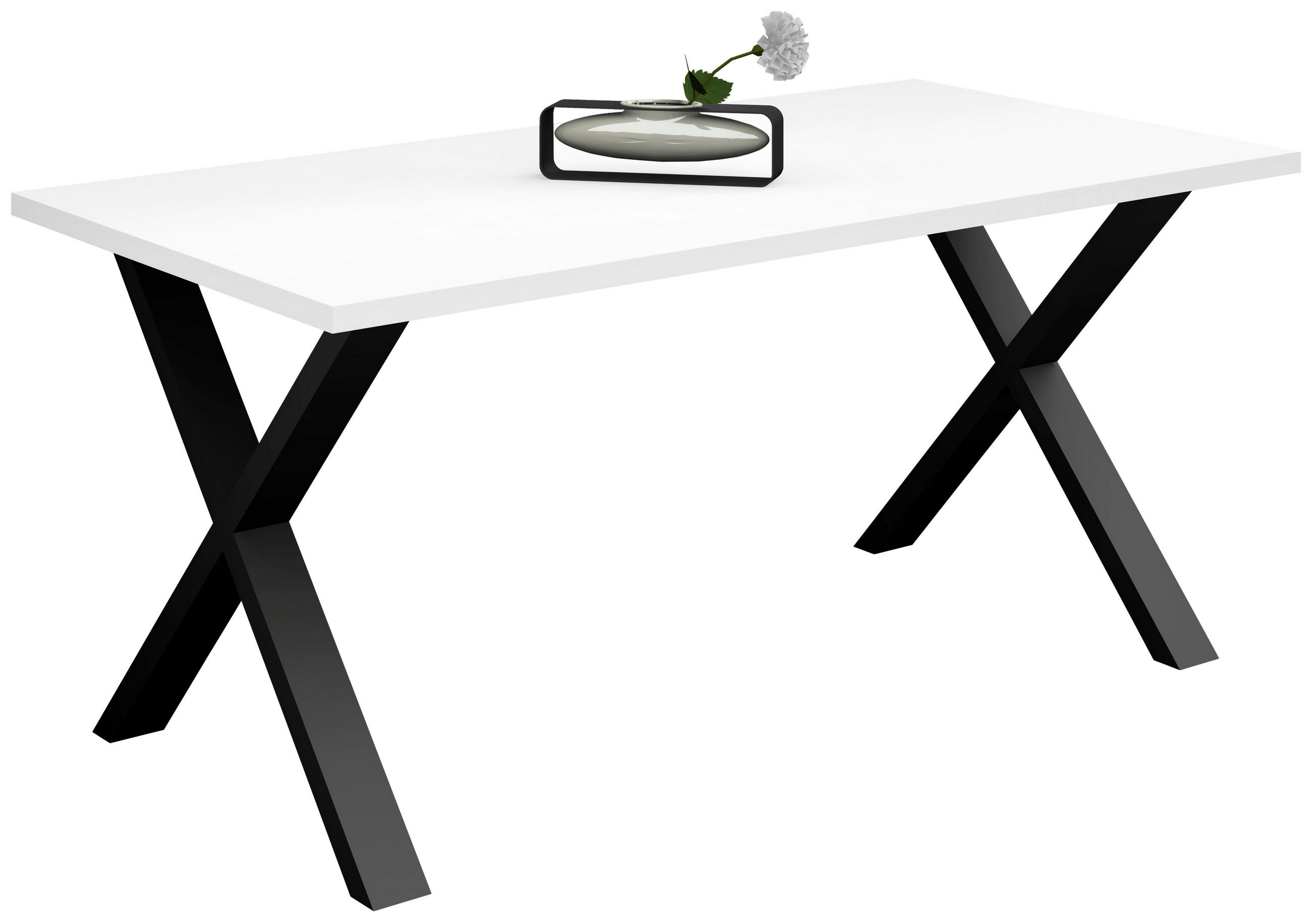 ESSTISCH rechteckig Schwarz, Weiß  - Schwarz/Weiß, MODERN, Holzwerkstoff/Metall (160/90/78cm) - Livetastic
