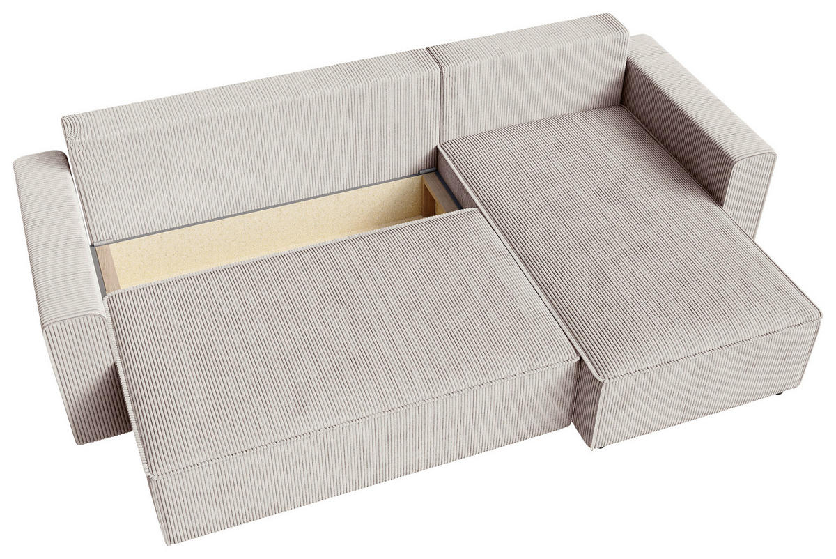 ECKSOFA Naturfarben Cord  - Schwarz/Naturfarben, KONVENTIONELL, Kunststoff/Textil (232/143cm) - Carryhome