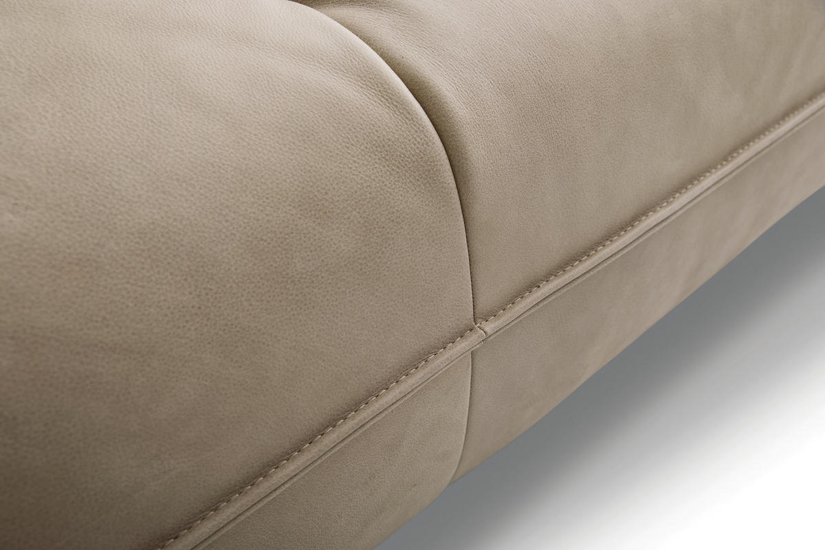 2,5-SITZER Beige Echtleder  - Beige/Schwarz, Design, Leder/Kunststoff (190/74-99/87-117cm) - Koinor