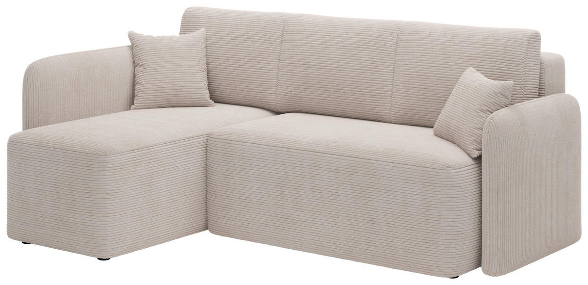 ECKSOFA HADSON in Cord Beige  150/206 cm  - Beige/Schwarz, Design, Kunststoff/Textil (150/206cm) - MID.YOU