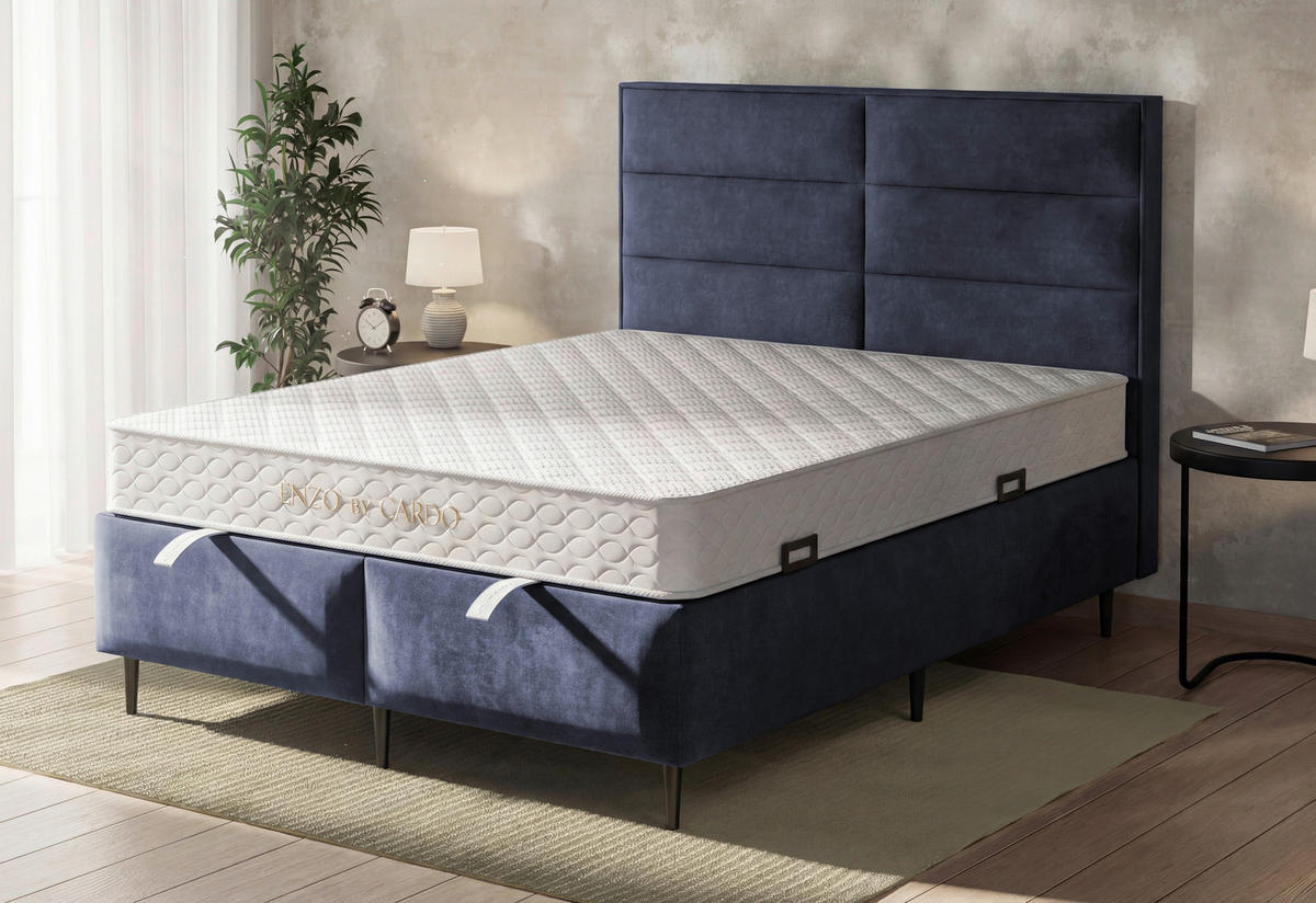 KÁRPITOZOTT ÁGY SZETT 160/200 cm  kék  - fekete/kék, Basics, műanyag/faalapú anyag (160/200cm) - Cardo
