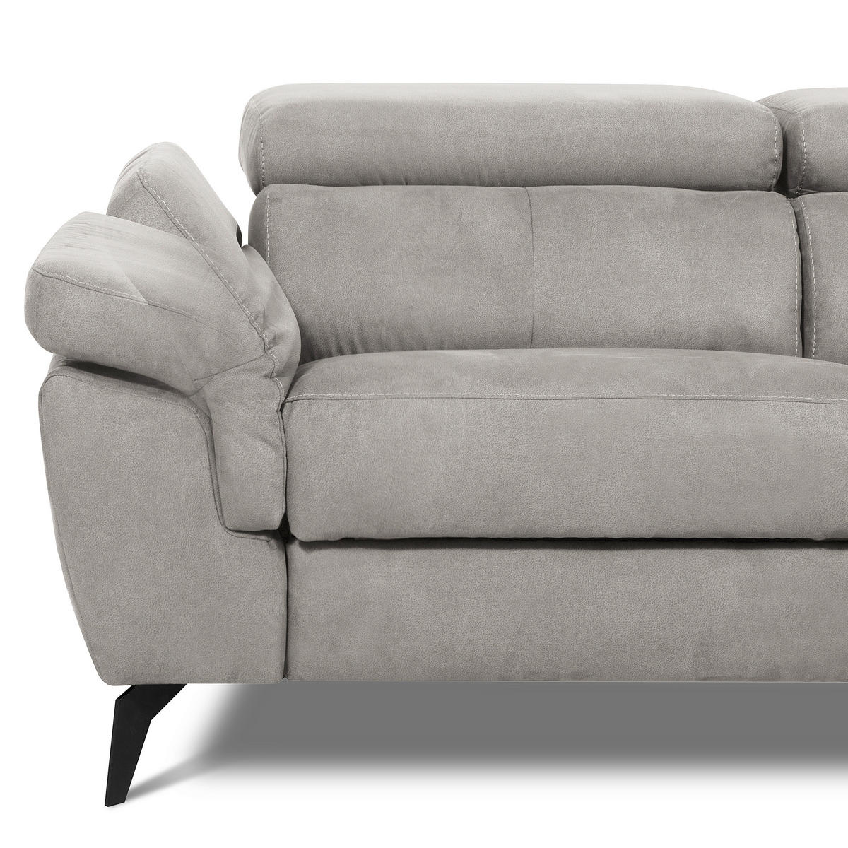 ECKSOFA SONO in Lederlook Grau Bettkasten, Armteilverstellung, Kopfteilverstellung  265/210 cm  - Schwarz/Grau, Design, Textil/Metall (265/210cm) - Livetastic