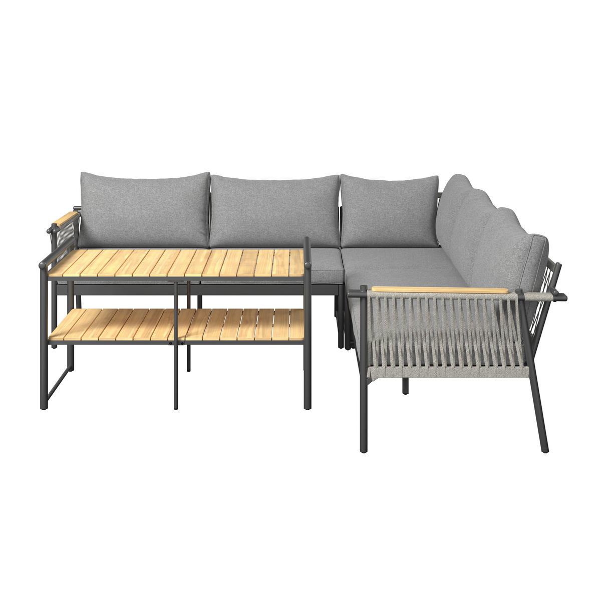 LOUNGEGARNITUR 232/232 cm Akazie massiv Aluminium  - Dunkelgrau, Design, Holz/Metall (232/232cm) - Ambia Garden