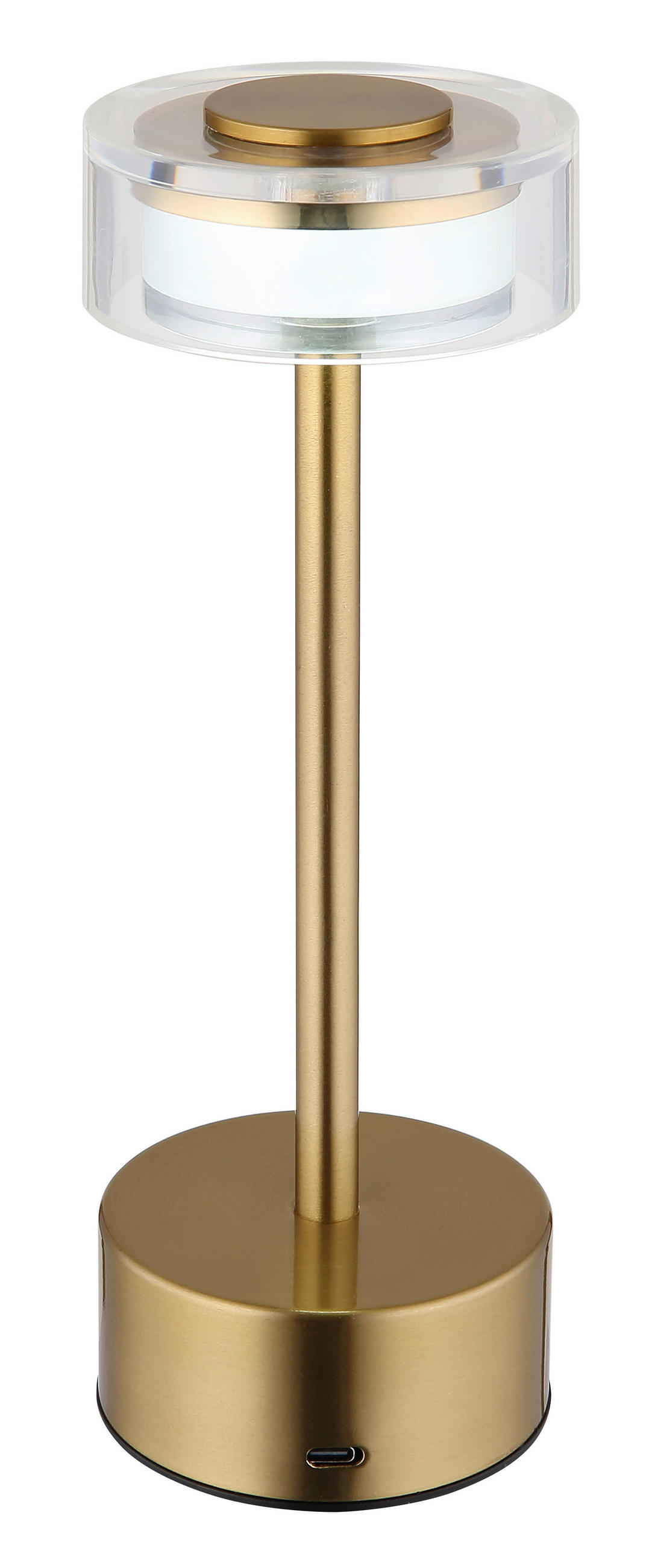 AKKU-TISCHLEUCHTE - Klar/Messingfarben, Design, Kunststoff/Metall (8/23,5cm) - Globo