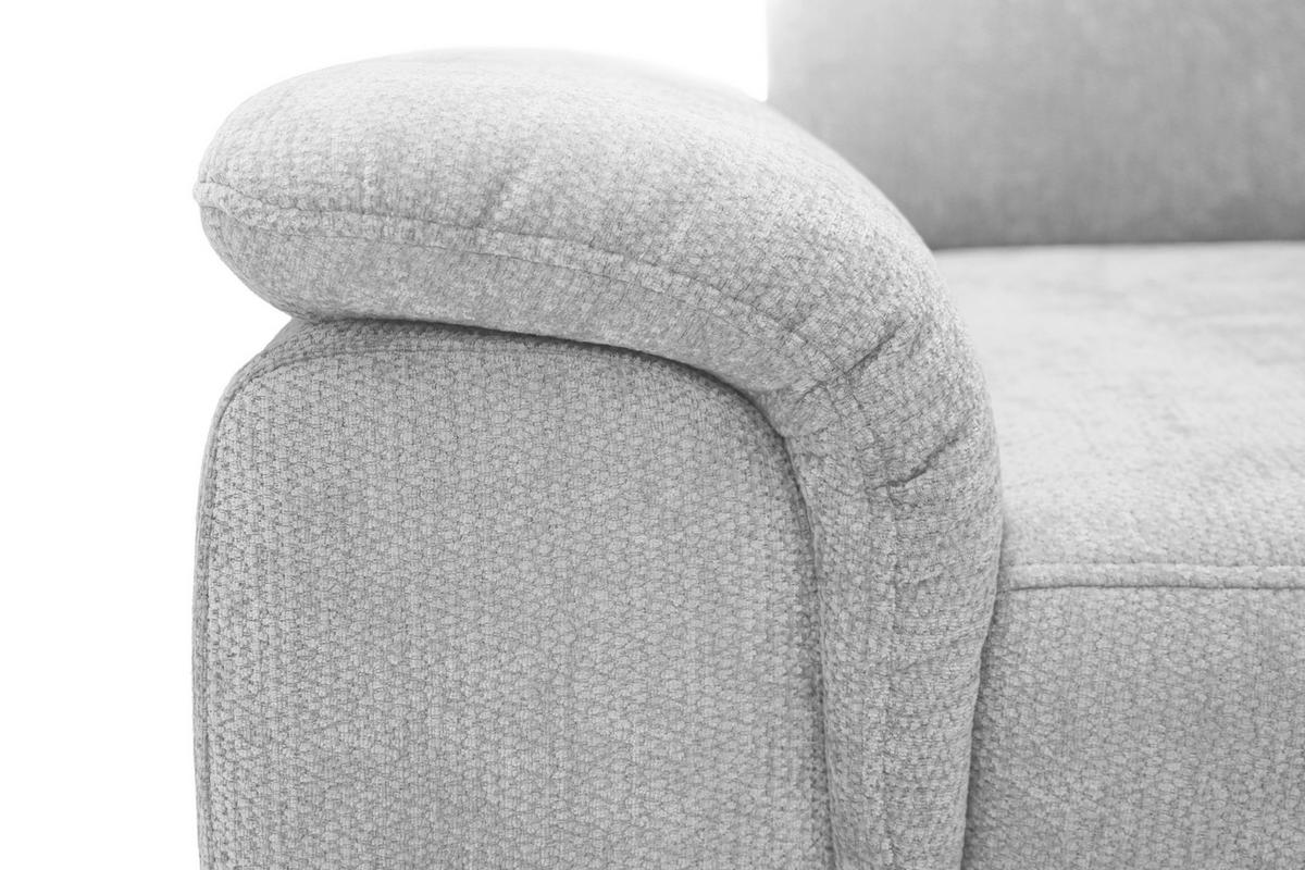 ECKSOFA Silberfarben Chenille Bettkasten, Schlaffunktion, Rücken echt, Kopfteilverstellung, Liegefläche im Originalstoff  - Silberfarben/Schwarz, KONVENTIONELL, Textil/Metall (265/206cm) - Carryhome