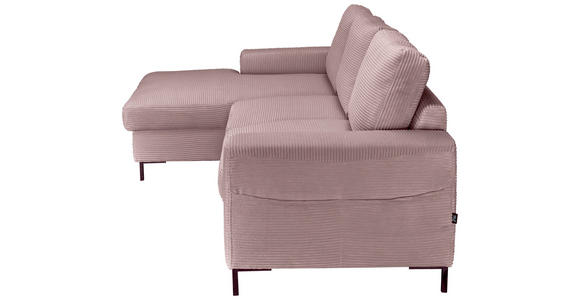 ECKSOFA Altrosa Cord  - Schwarz/Altrosa, KONVENTIONELL, Textil/Metall (150/240cm) - Carryhome