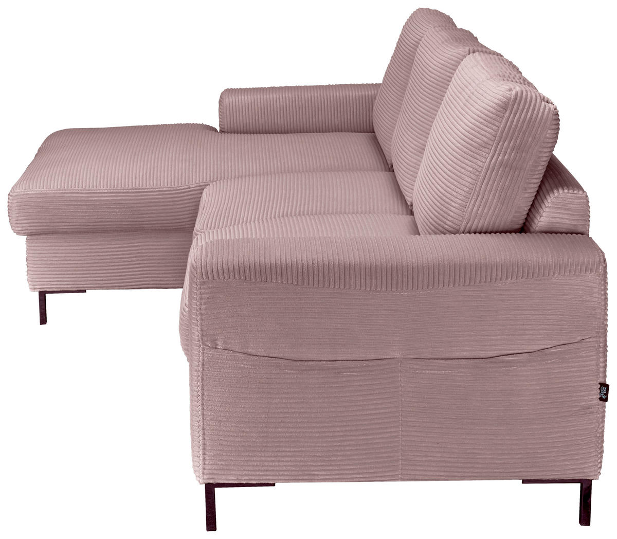 ECKSOFA Altrosa Cord  - Schwarz/Altrosa, KONVENTIONELL, Textil/Metall (150/240cm) - Carryhome