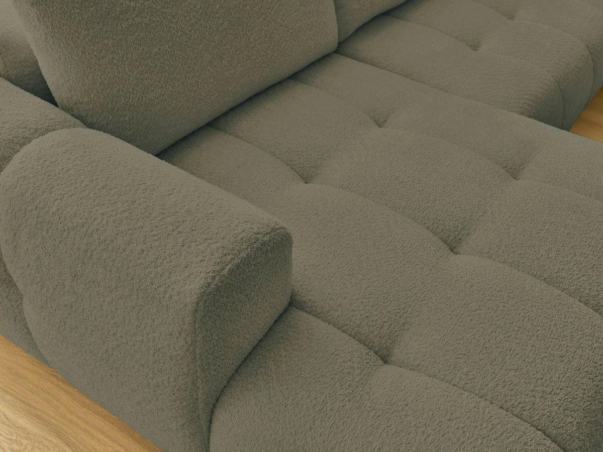 WOHNLANDSCHAFT  FUJI  Grün Bouclé  - Schwarz/Grün, MODERN, Kunststoff/Textil (160/377/204cm)