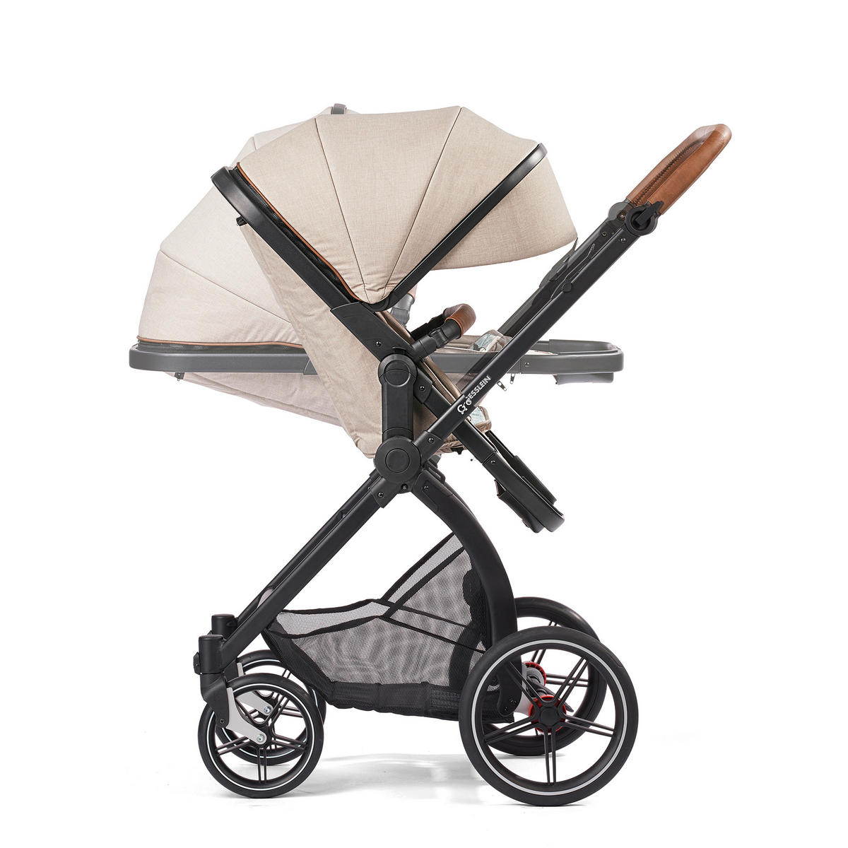 KINDERWAGENSET FX4 Life  - Schwarz/Altrosa, Basics, Textil/Metall (57/129/100cm) - Gesslein