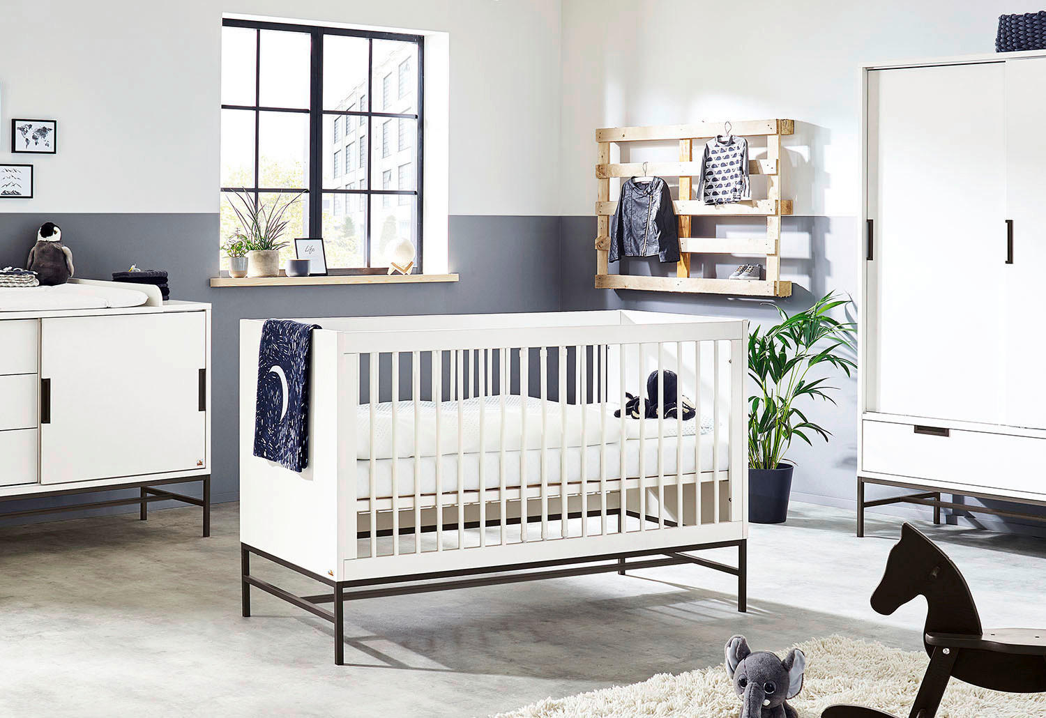 GITTERBETT PINOLINO STEEL Anthrazit, Weiß  - Anthrazit/Weiß, LIFESTYLE, Metall (145/75/95cm) - Pinolino