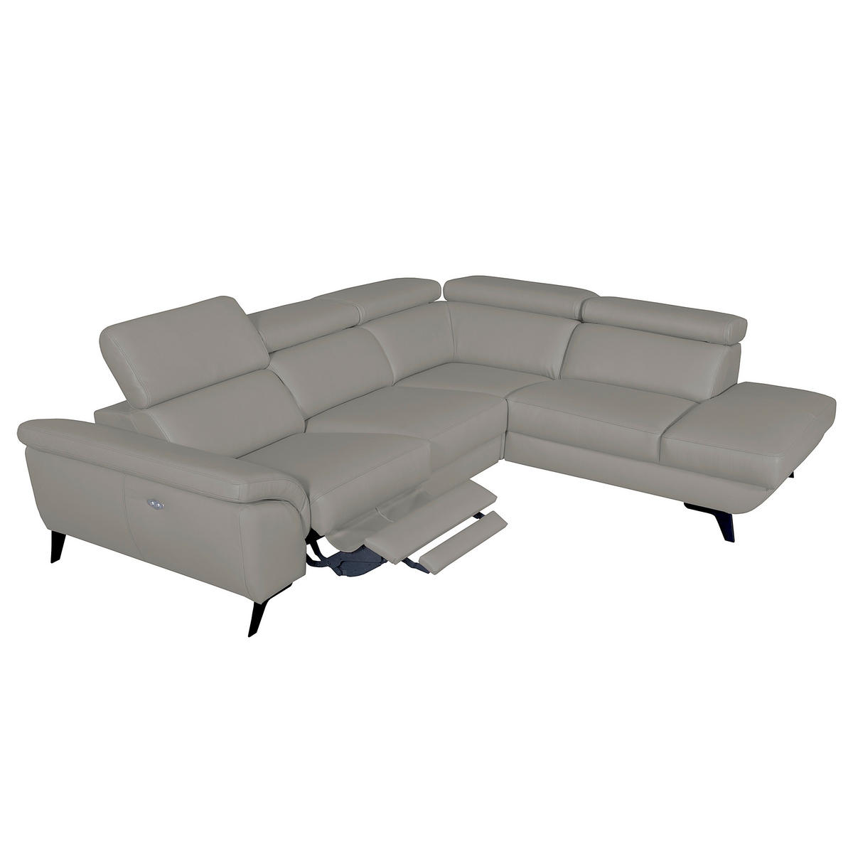 ECKSOFA DALLAS in Echtleder Grau  283/228 cm  - Schwarz/Grau, Design, Leder/Metall (283/228cm) - Livetastic