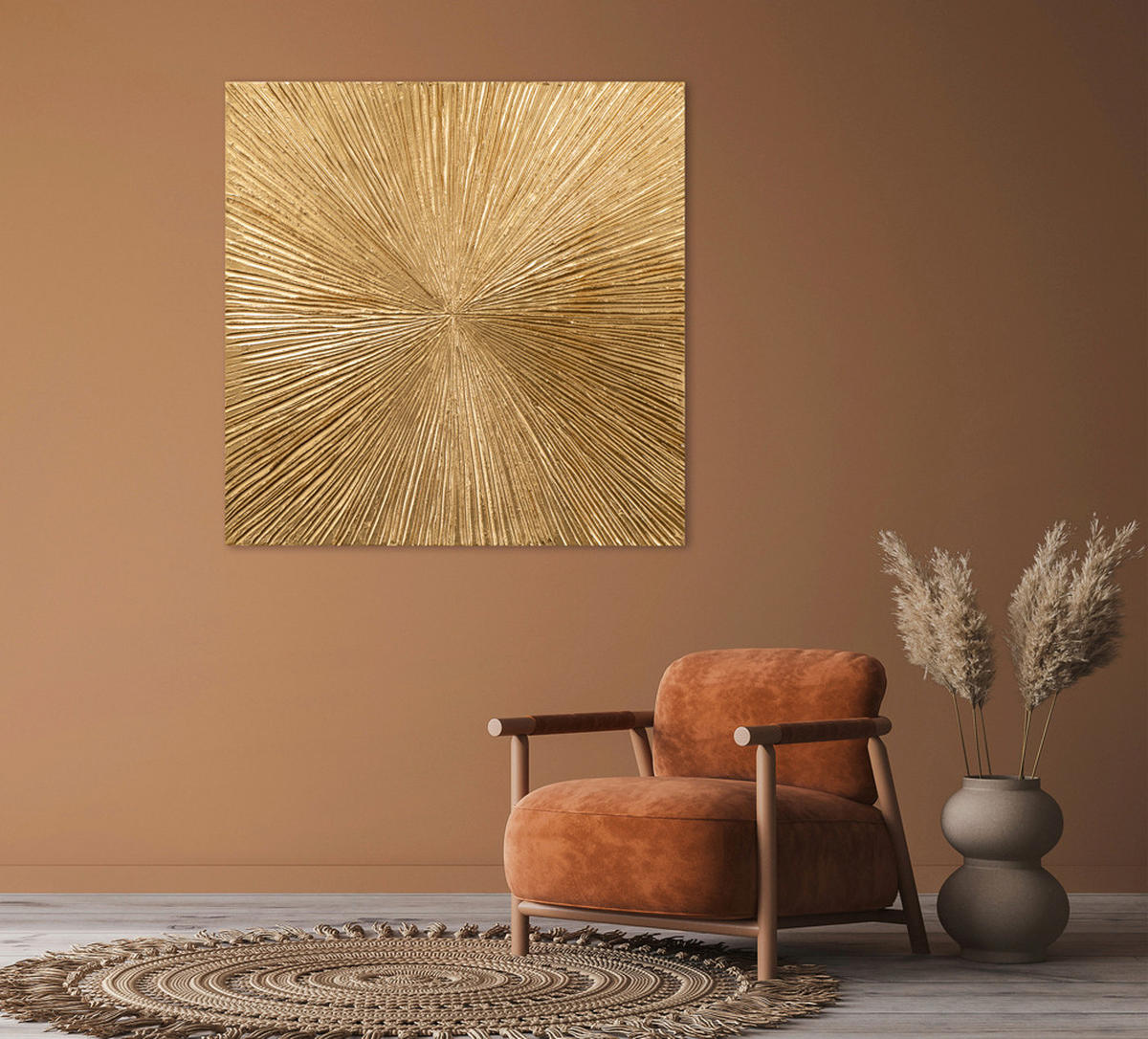 LEINWANDBILD Abstraktes Goldfarben  - Goldfarben, Basics, Holz (100/100/3,5cm)