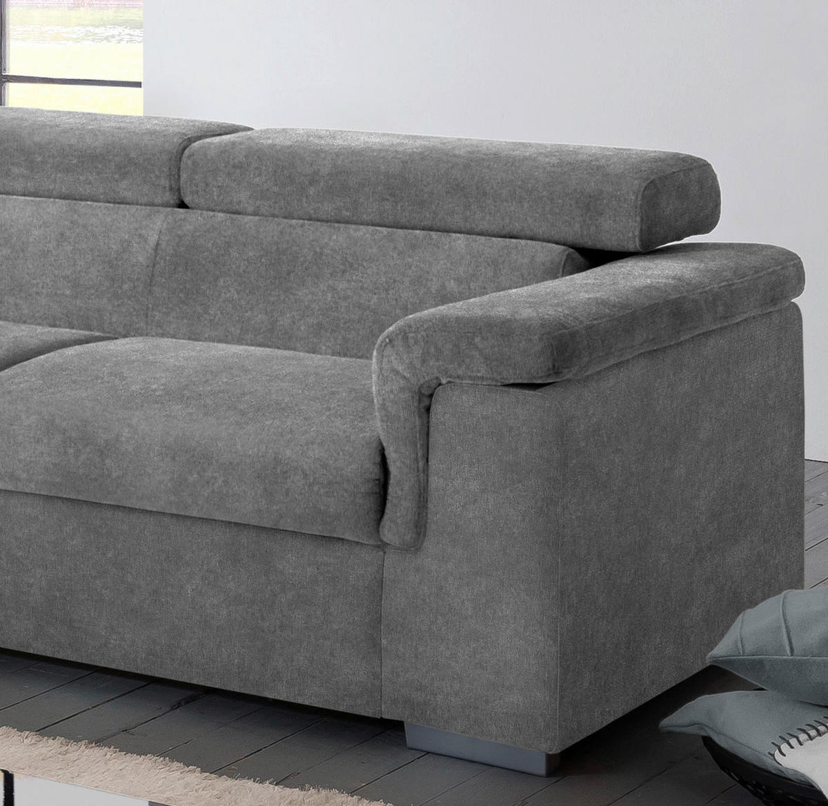 KUTNA GARNITURA drvo, tekstil  siva   - siva, Basics, drvo/tekstil (217/252cm) - MID.YOU