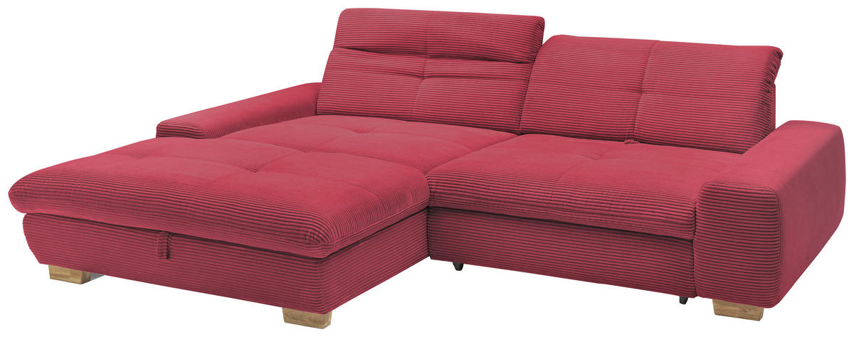 ECKSOFA Beere Cord  - Eichefarben/Beere, Design, Holz/Textil (198/276cm) - SetOne by Musterring
