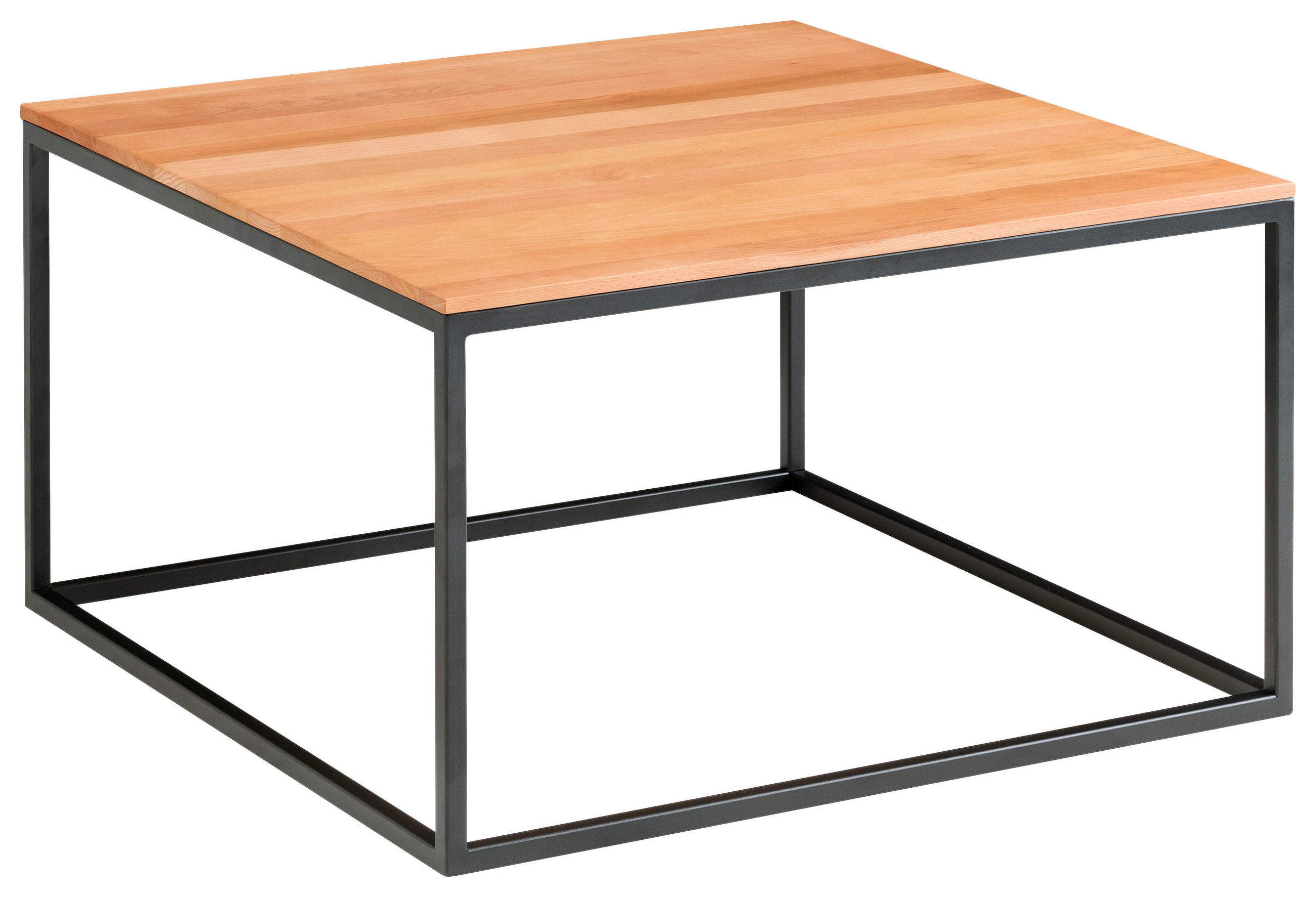 COUCHTISCH 65/65/37 cm Buche massiv quadratisch Schwarz, Buchefarben  - Buchefarben/Schwarz, Design, Holz/Metall (65/65/37cm) - Johann Jakob