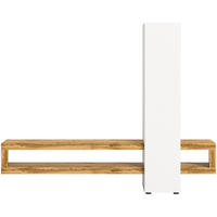 WOHNWAND 2-teilig  in Eiche Wotan  240/190/35 cm  - Eiche Wotan/Schwarz, Design, Holzwerkstoff/Kunststoff (240/190/35cm) - MID.YOU