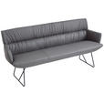 SITZBANK 200/89/66 cm Echtleder Anthrazit, Schwarz  - Anthrazit/Schwarz, Design, Leder/Metall (200/89/66cm) - Dieter Knoll