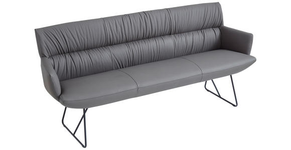 SITZBANK 200/89/66 cm Echtleder Anthrazit, Schwarz  - Anthrazit/Schwarz, Design, Leder/Metall (200/89/66cm) - Dieter Knoll