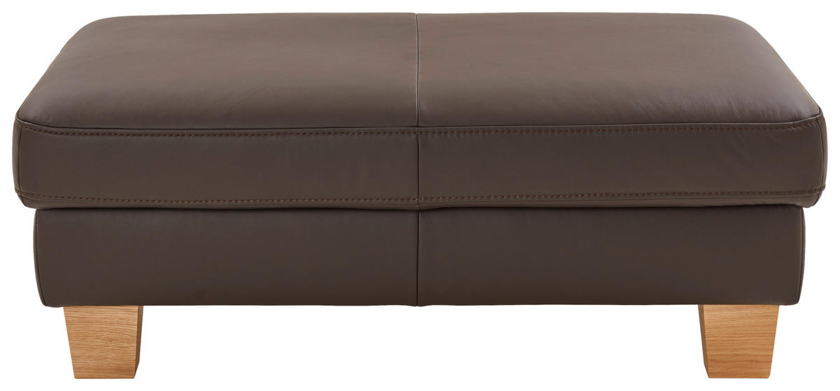 ECKSOFA in Echtleder Dunkelbraun  235/257 cm  - Eiche Bianco/Dunkelbraun, Natur, Leder/Holz (235/257cm) - Valdera