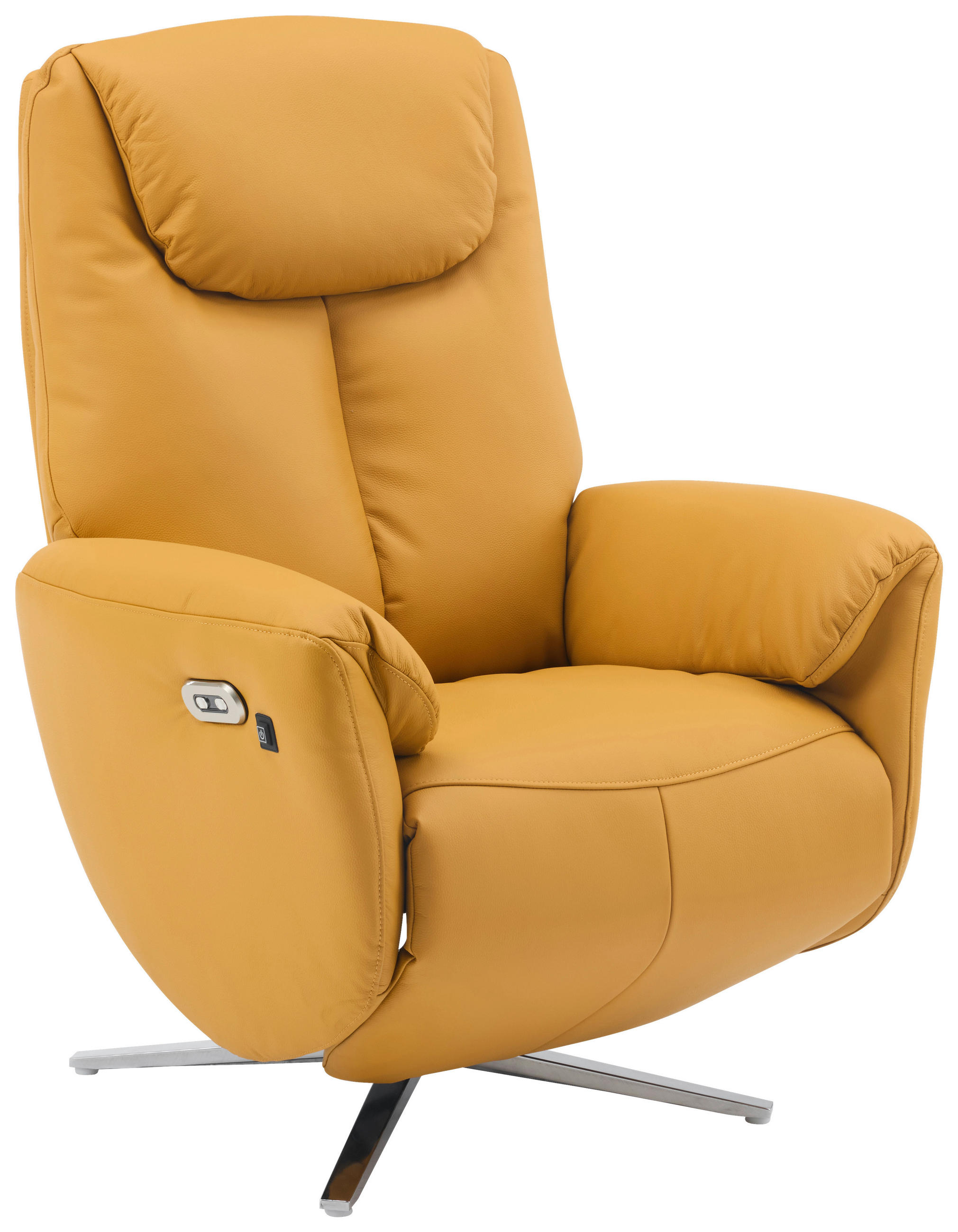 MASAŽNA FOTELJA tekstil, koža  žuta   - boje kroma/žuta, Design, koža/tekstil (79/110/85cm) - Livetastic