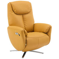 MASSAGESESSEL Echtleder Lederlook Gelb    - Chromfarben/Gelb, Design, Leder/Textil (79/110/85cm) - Livetastic