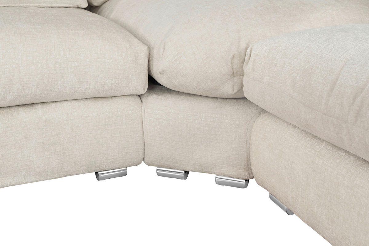 ECKSOFA Eckteil, einmalig seitenverkehrt montierbar  Weiß Webstoff  - Silberfarben/Weiß, MODERN, Textil/Metall (305/230cm) - Livetastic