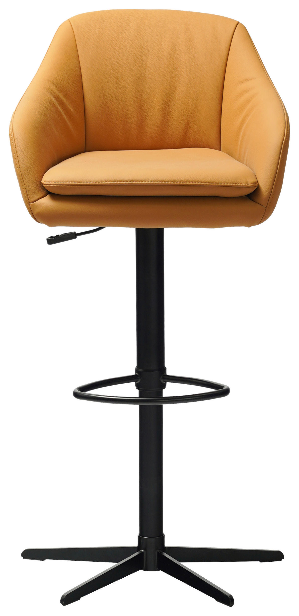BARHOCKER in Metall, Leder Cognac, Schwarz  - Cognac/Schwarz, Design, Leder/Metall (54,5/88-108/53,5cm) - Cassando