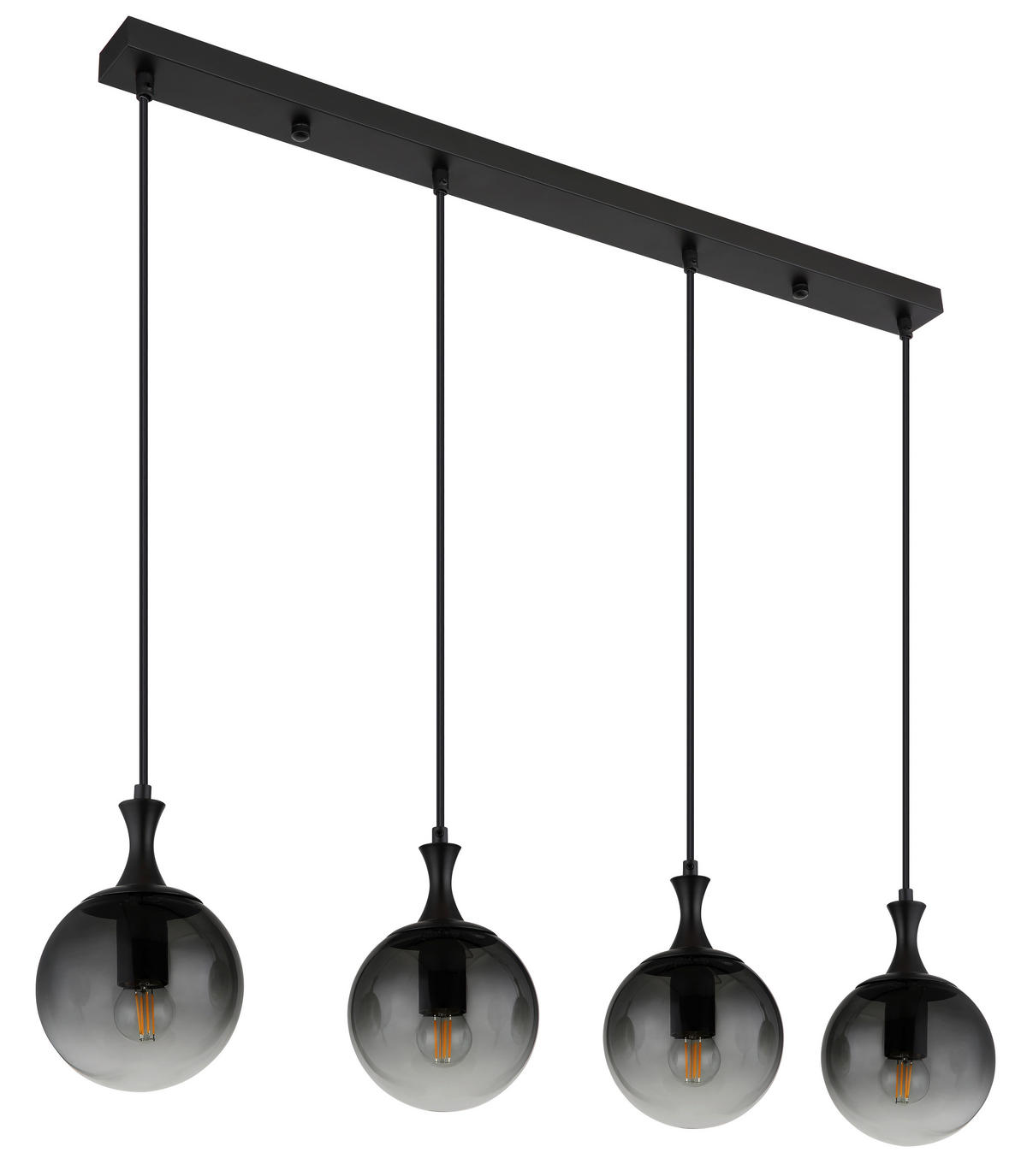 HÄNGELEUCHTE 90/15/130 cm    - Schwarz, Design, Glas/Kunststoff (90/15/130cm) - Globo