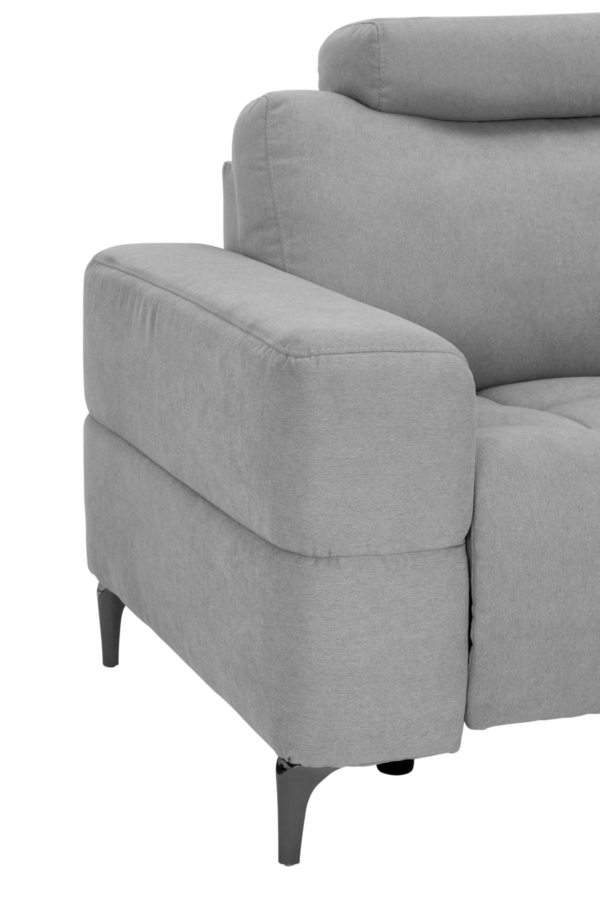 ECKSOFA Hellgrau Mikrofaser  - Silberfarben/Hellgrau, Design, Textil/Metall (242/161cm) - Livetastic