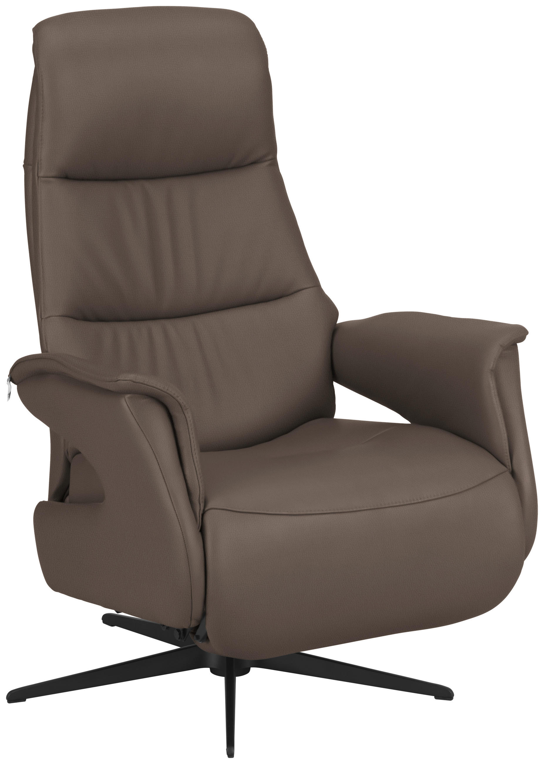 RELAXFÅTÖLJ i läder gråbrun  - gråbrun/svart, Design, metall/läder (74/105/83cm) - Livetastic