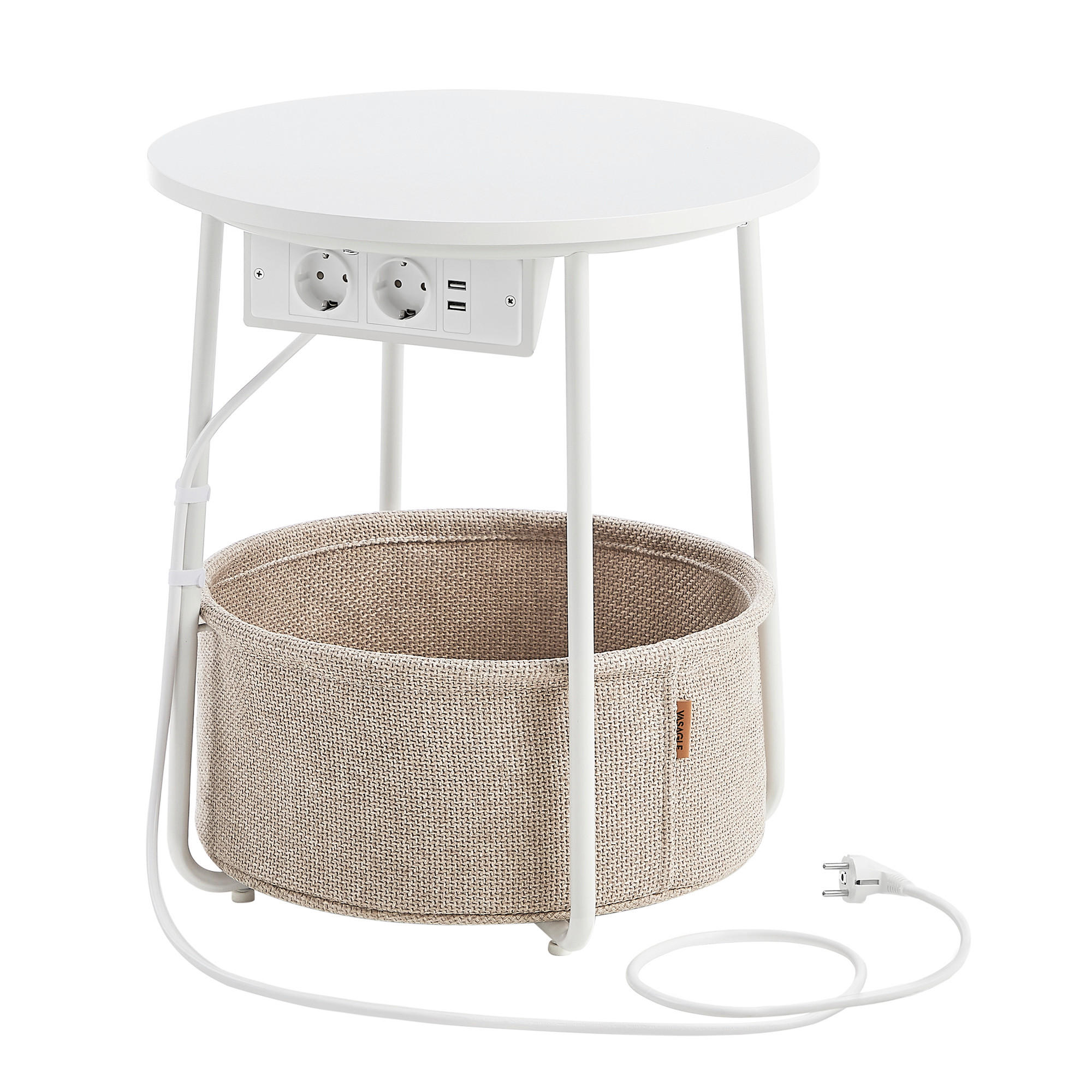 PRÍRUČNÝ STOLÍK, biela, béžová - čierna/biela, Trend, kov/kompozitné drevo (45/50/45cm) - MID.YOU