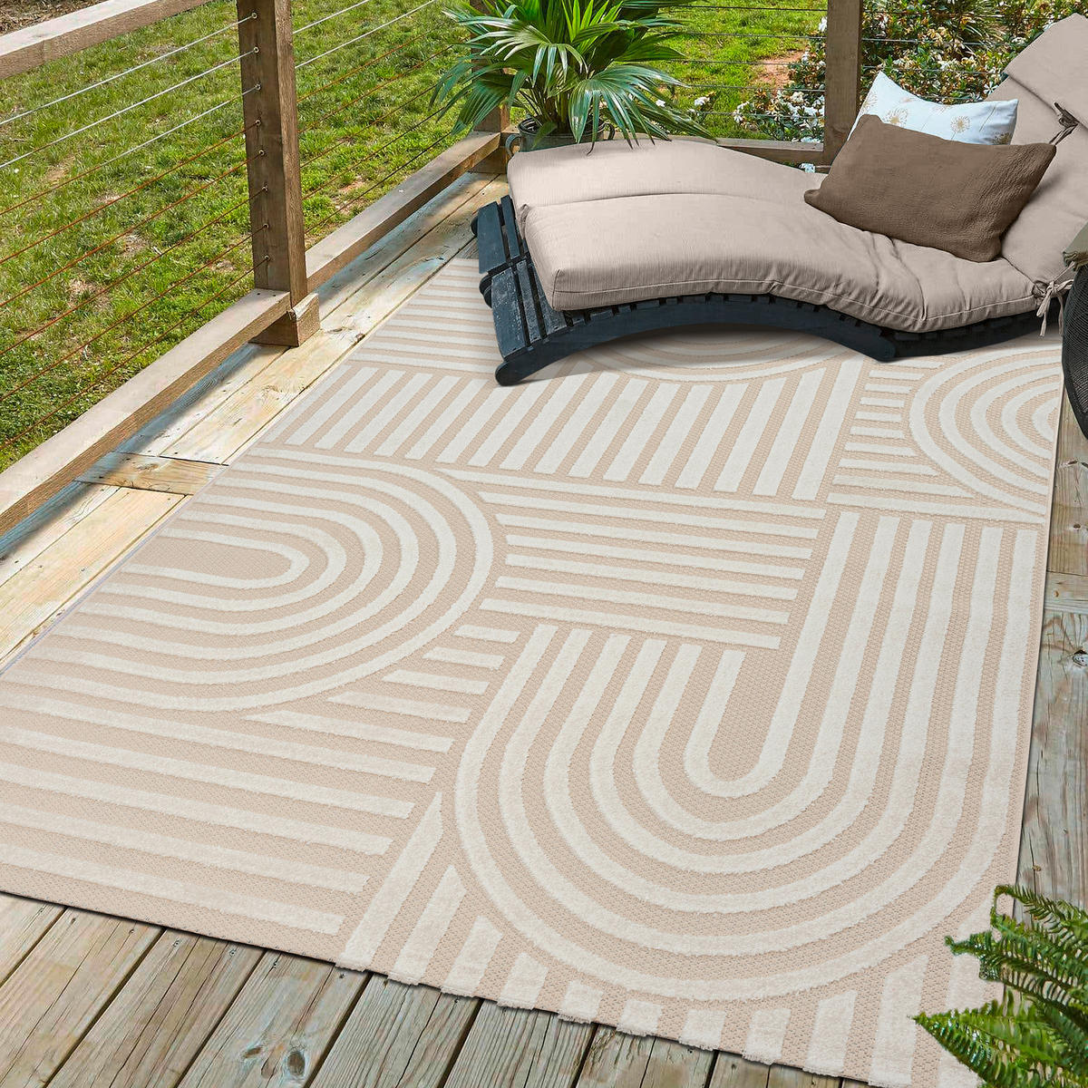 OUTDOORTEPPICH 60/110 cm Berlin Creme  - Creme, KONVENTIONELL, Kunststoff/Textil (60/110cm)
