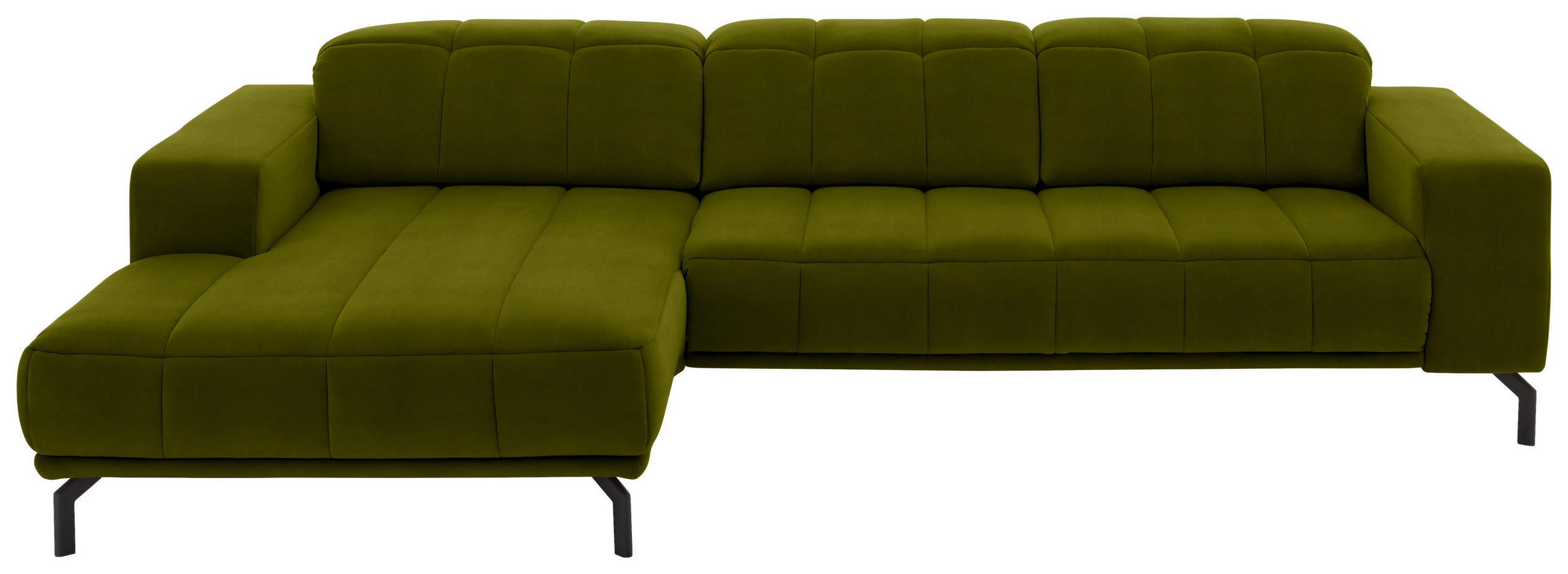 ECKSOFA  in Velours Grün  195/293 cm  - Schwarz/Grün, Design, Textil/Metall (195/293cm) - Beldomo Style