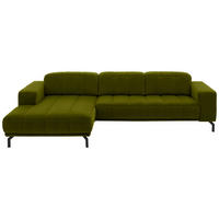 ECKSOFA  in Velours Grün  195/293 cm  - Schwarz/Grün, Design, Textil/Metall (195/293cm) - Beldomo Style