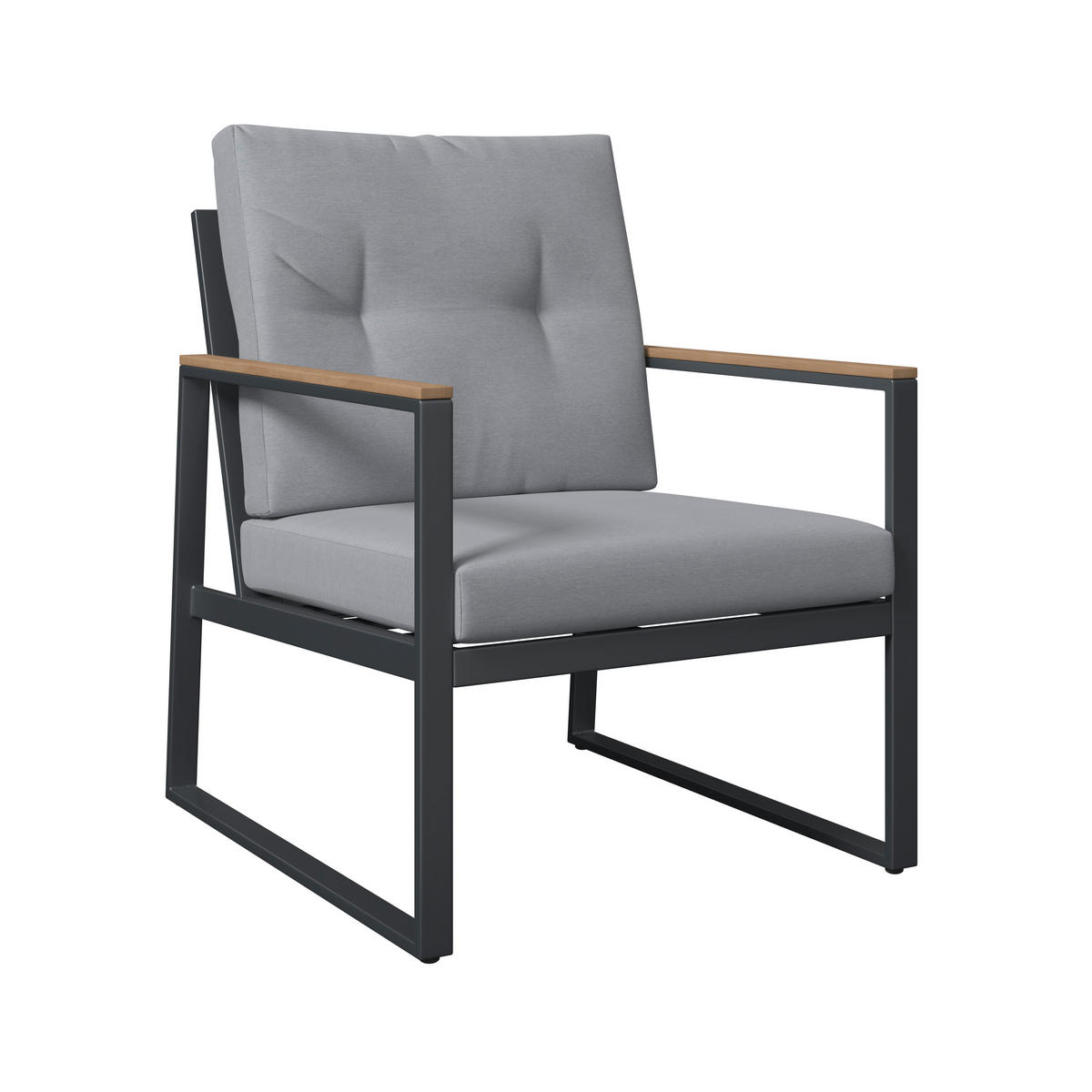 LOUNGEGARNITUR 4-teilig   120/81/80 cm Eisen  - Anthrazit/Naturfarben, Basics, Kunststoff/Textil (120/81/80cm) - Ambia Garden