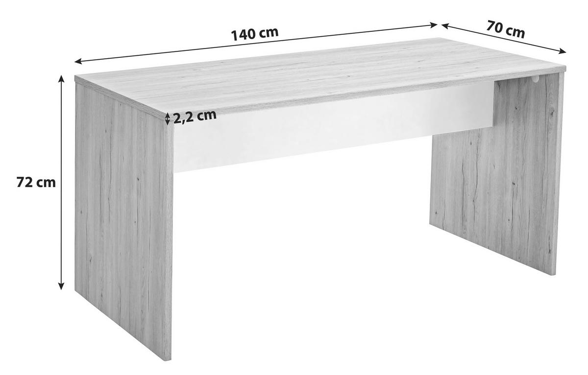 JUGENDSCHREIBTISCH Wimex CARIBA 140/72/70 cm  - Eichefarben/Weiß, Design, Holzwerkstoff (140/72/70cm) - MID.YOU