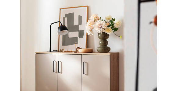 SCHUHSCHRANK 120/120/38 cm  - Eichefarben/Silberfarben, Basics, Holzwerkstoff/Kunststoff (120/120/38cm) - Moderano