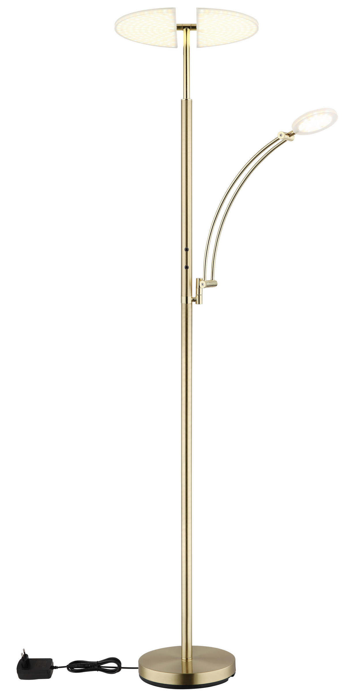 LED-STEHLEUCHTE Tirana 80/40,5/183 cm  - Messingfarben/Schwarz, Design, Kunststoff/Metall (80/40,5/183cm) - Globo
