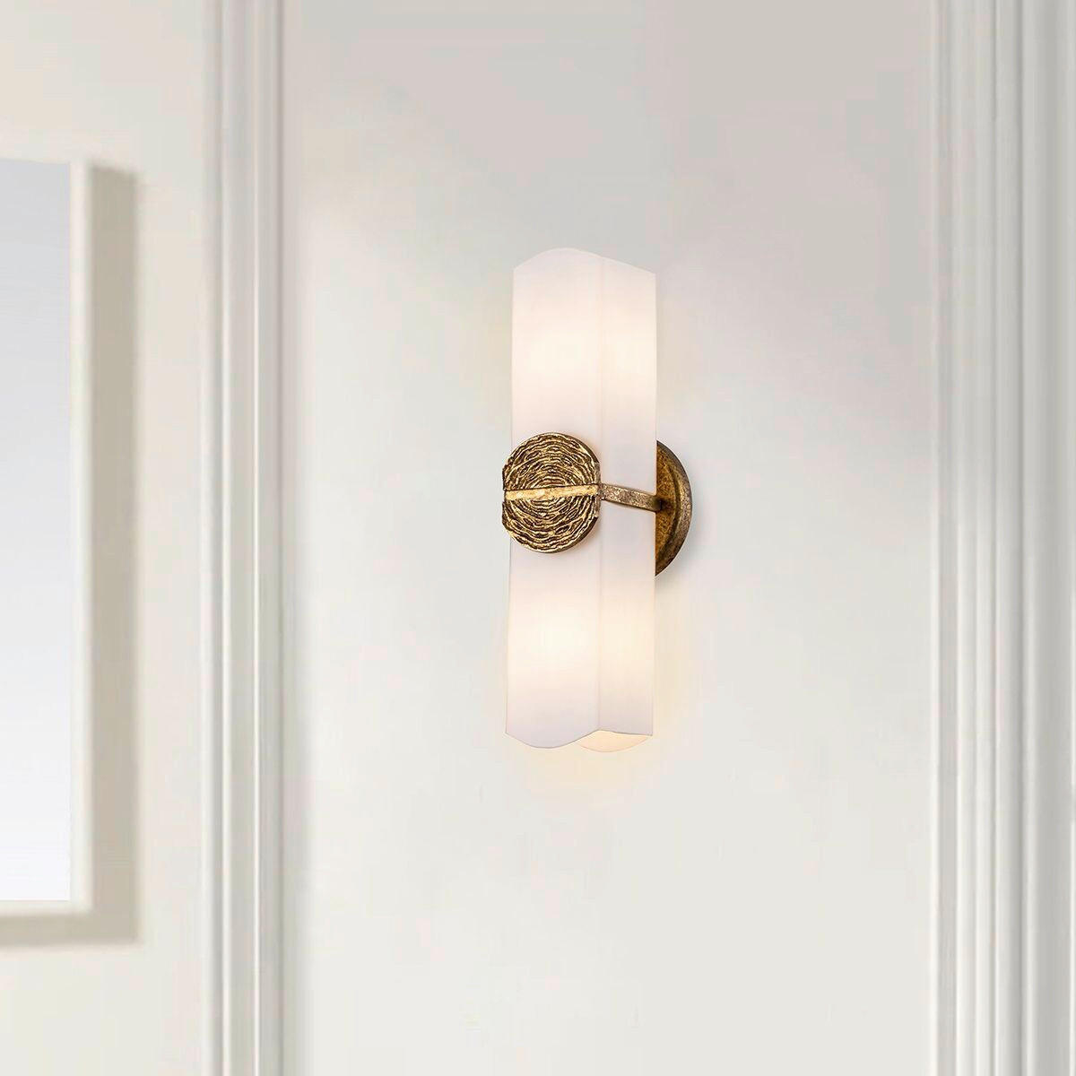 LED-WANDLEUCHTE    - Messingfarben, Design, Glas/Naturmaterialien (41,9/12,7/12,1cm) - Elstead Lighting