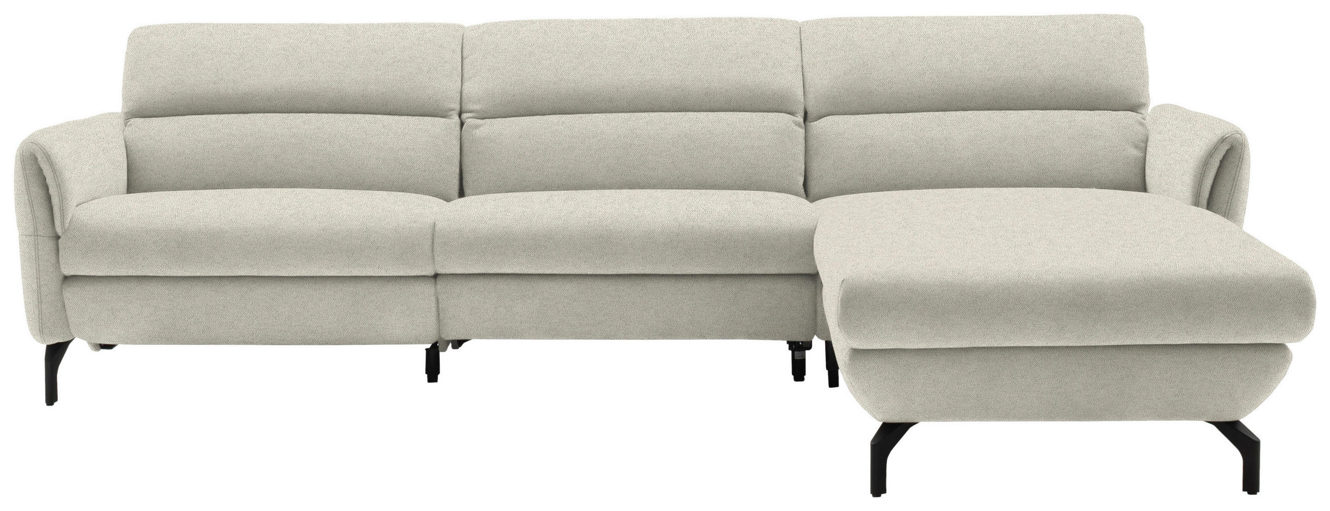 ECKSOFA in Chenille Creme  299/187 cm  - Creme/Schwarz, Design, Textil/Metall (299/187cm) - Schöner Wohnen