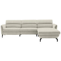 ECKSOFA in Chenille Creme  299/187 cm  - Creme/Schwarz, Design, Textil/Metall (299/187cm) - Schöner Wohnen