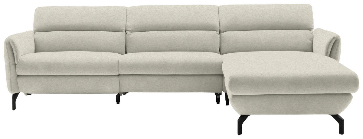 ECKSOFA in Chenille Creme  299/187 cm  - Creme/Schwarz, Design, Textil/Metall (299/187cm) - Schöner Wohnen